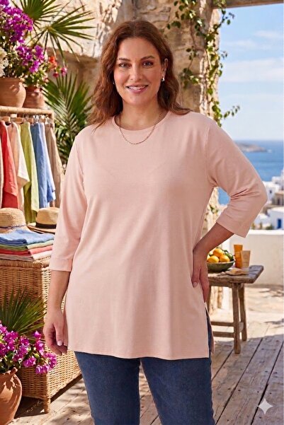 elma abone Plus Size Combed Tunic