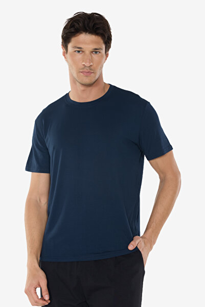 Malabadi Men's Navy Blue Crew Neck Micro Modal Extra Soft Comfortable Fit T-Shirt 930