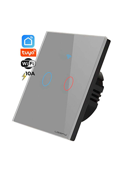 ARMY STORE Întrerupător tactil inteligent, Wifi, 2 canale, 10A, Gri