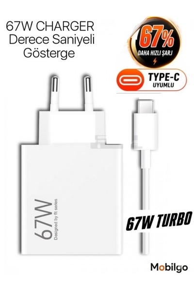 MOBİL GO Xiaomi Mi Uyumlu Turbo Hızlı Şarj Aleti 67W 6A Redmi Note 11 Pro 5G ...