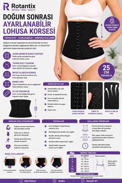 Rotantix Doğum Sonrası Ayarlanabilir Lohusa Hamile Toparlayıcı Bel korsesi