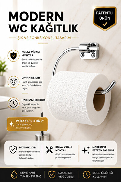 MultiStore Mini Serisi Krom Açık Tuvalet Kağıtlığı Wc Kağıtlık Tutucu
