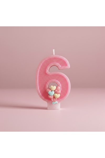 Miki & Miki Pembe Simli Pasta Mumu Doğum günü mum 6 yaş Balon Konsept
