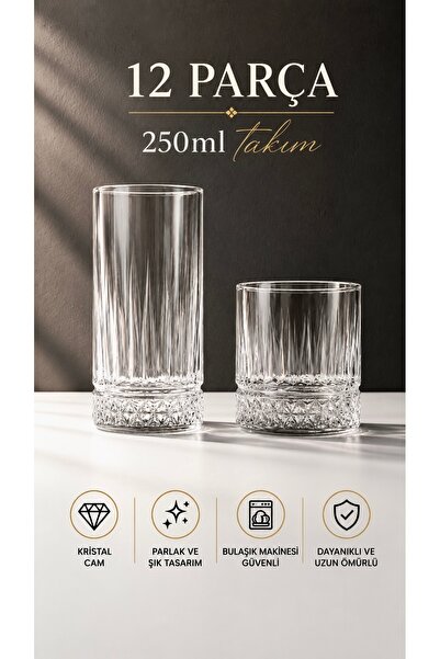 Maloria Elysia Imported Luxury Glassware Set |   12 Pieces - 250ml