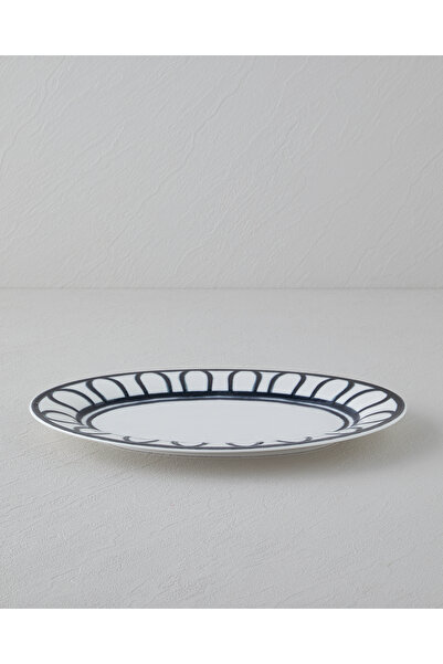 English Home Monarch Porselen Kayık Tabak 30 cm Siyah - Beyaz
