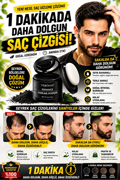 DERMAES beauty Yeni Nesil Saç Dolgunlaştırıcı Siyah Pudra Seyrek Sakal Saçlar...