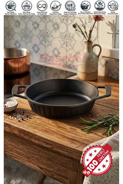 HASCHEF Yakut Döküm Yapışmaz Koku Tutmaz Granit Kaplama Sahan 22 Cm