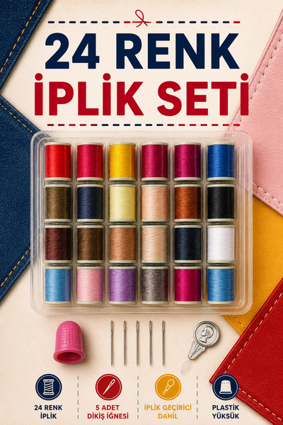 Liva Craft Art&Craft Thread Set 24 Colors Mini Set Including Sewing Thread, N...