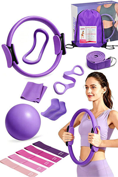 Selirxy 13 Pcs Pilates Set with Storage Bag - Home Fitness Kit with Yoga Ball...