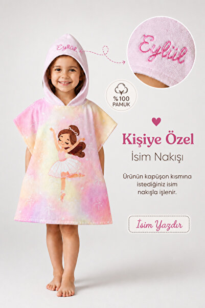 minilee children's happiness Balerin - İsimli Kız Çocuk Kapşonlu Panço Havlu ...
