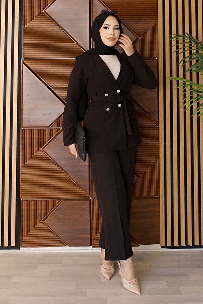 Missvalle Belted Button Detailed Suit Black 19294