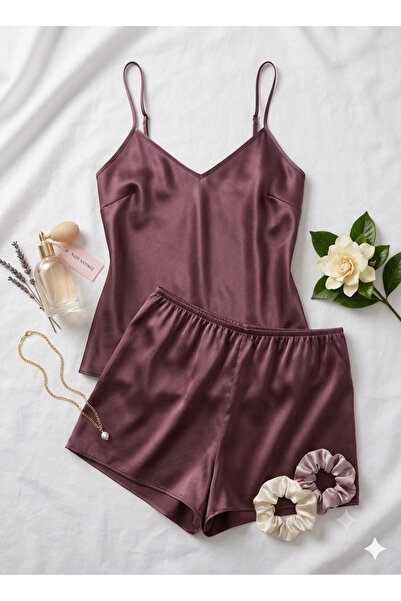 WOMEN'S WORLD FANTASY Satin Pajama and Nightgown Set with Drawstring Straps