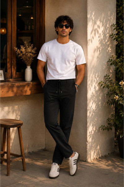 BRACCAS Men's Relaxed Fit Chino Trousers with Side Pockets and Elastic Waist,...