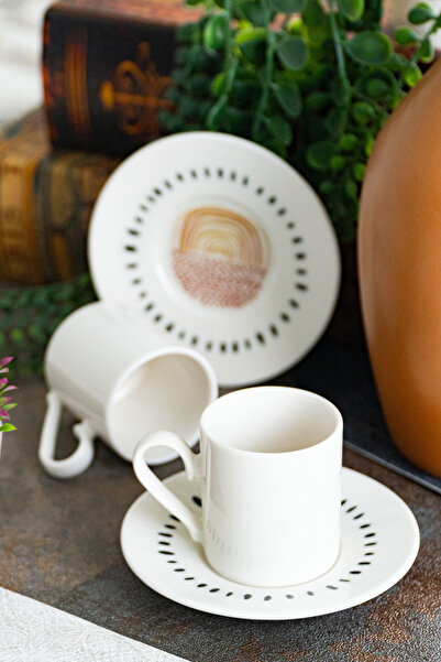 Heda Porselen Yakamoz 4 Piece Porcelain Coffee Cup Set for 2 People