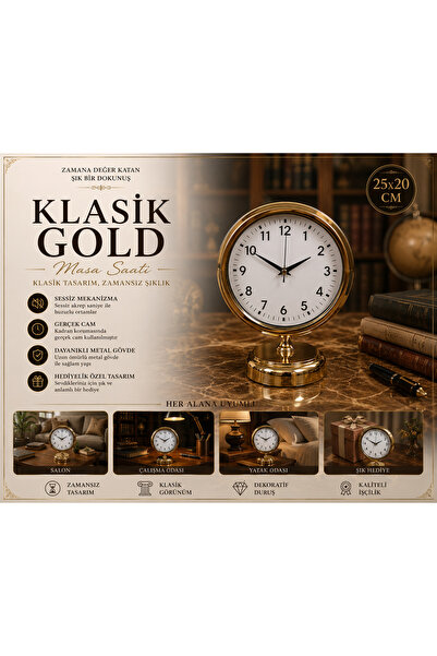 Genel Markalar Elegance Gold 25x20 Gold Metal Masa Saati