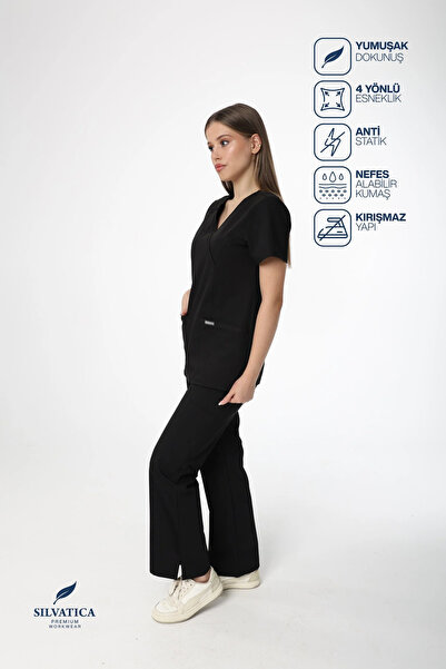 Silvatica Premium Workwear Kadın Medikal Pantolon Petite(Kısa Boy) Scrubs Hem...