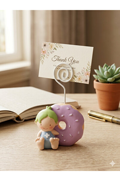 Firuze Hediyelik Donut-Themed Baby Desk Memo Holder, Decorative Baby Note Hol...