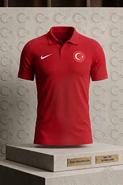 Nike Türkiye Polo Yaka Tişört - Kırmızı Ay-Yıldız Logolu Milli Takım Taraftar...