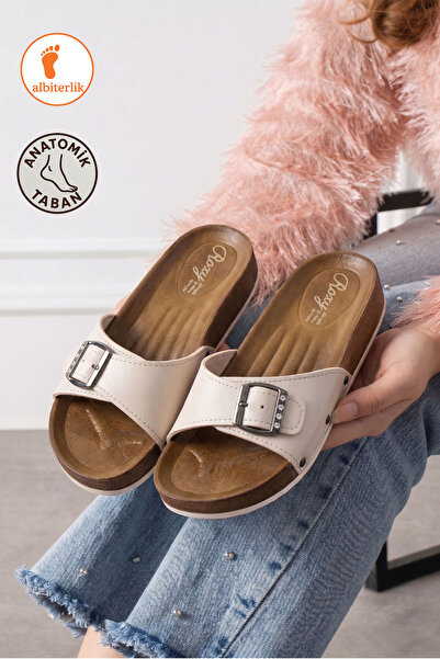 AlbiShoes Γυναικείες άνετες παντόφλες με αγκράφα, καθημερινές γυναικείες παντ...