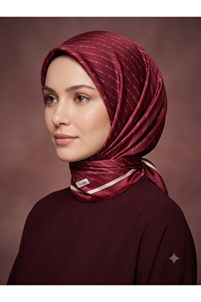 Picasso Silk Look Burgundy Crystal Scarf – Twill Stylish Design 90X90