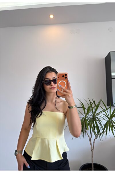 ROSYPOSY Kadın Straplez Sarı Bluz