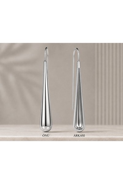 POYASE Women's Silver Color Minimal Drop Earrings Long Thin Design 5.5 cm Modern Dangle Earrings