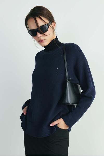 Suud Collection Pulover subțire de bază Caroline bleumarin