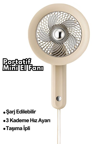 Abbruch By Sabron Şarj Edilebilir Taşınabilir Ipli Mini El Fanı Üç Kademe Güç...