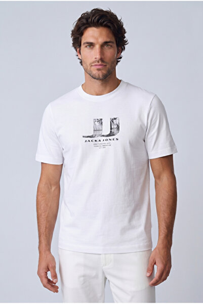 Jack & Jones Ανδρικό μπλουζάκι με λογότυπο στο στήθος και στάμπα μάρκας