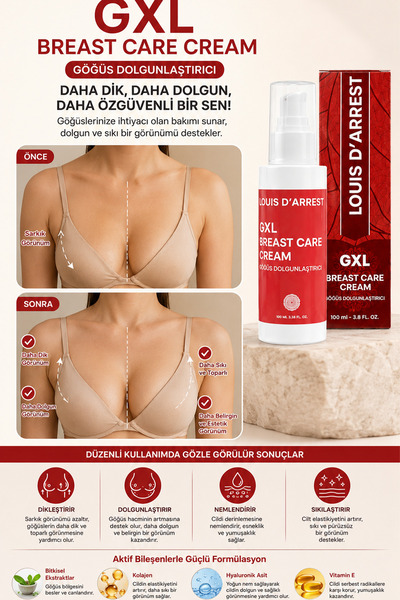 Louis DArrest GXL Göğüs Dolgunlaştırıcı & Dikleştirici ve Sarkıklık Giderici Krem 100 ML