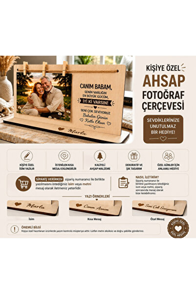 mdf Kişiye Özel Ahşap fotoğraf Çerçeve babalar gününe özel