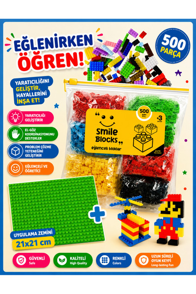 p parti oyunevi Smile Blocks Micro Block Educational Toy with Green Backgroun...