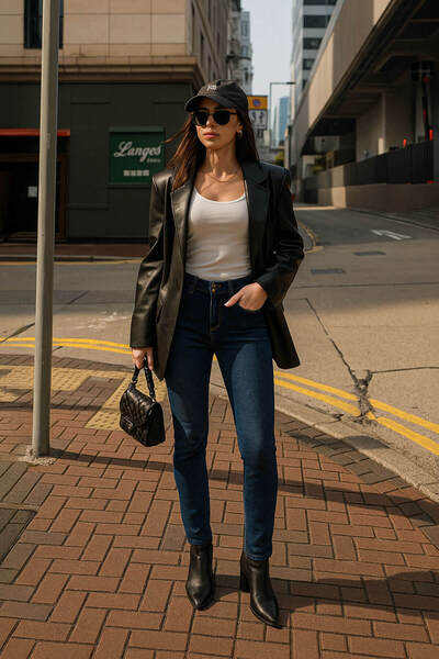 Women's Double Buttoned Tight Jean Pants