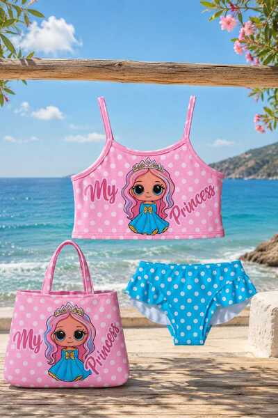 My Kids Wear Κοριτσίστικο βολάν μπικίνι τριών τεμαχίων με τσάντα
