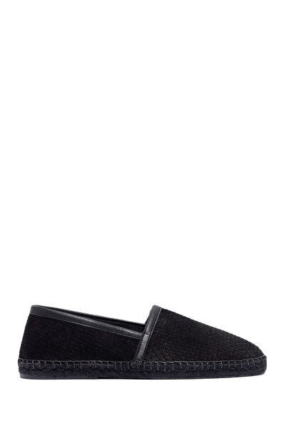 Derimod Espadrile din piele de căprioară neagră pentru bărbați 25SFD770214