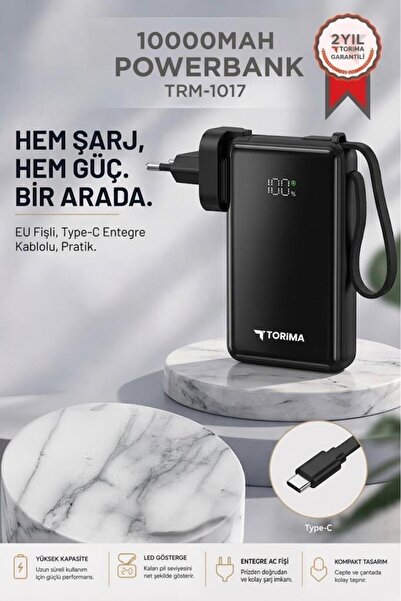 Torima Taşınabilir Batarya 10000 Mah Type-C Hızlı Şarj Dijital Göstergeli 22,...