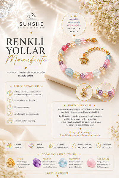 Sunshe Atelier Staria Doğal Taşlı Tasarım Bileklik (ÇELİK APARATLI) (AŞK-ÖZGÜ...