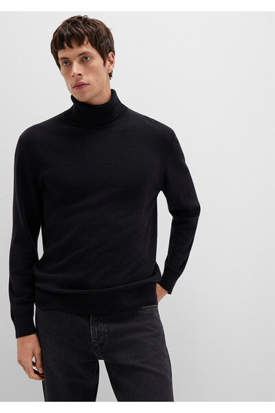 Mavi Schwarzer Pullover aus Wollmischung mit hohem Kragen, reguläre Passform ...