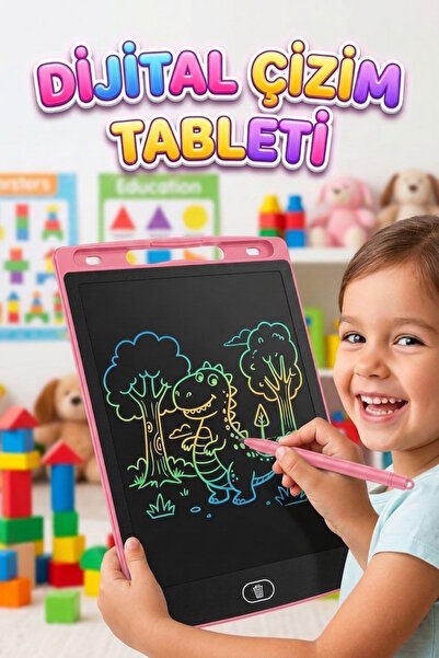 Tıfıl Toys 8.5 inç LCD Kalemli Çizim Kilitlemeli Silmeli Eğitici Oyuncak Çizi...