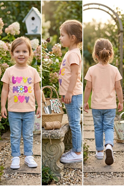 meyastore Girl's T-Shirt Love Mooe Day Printed