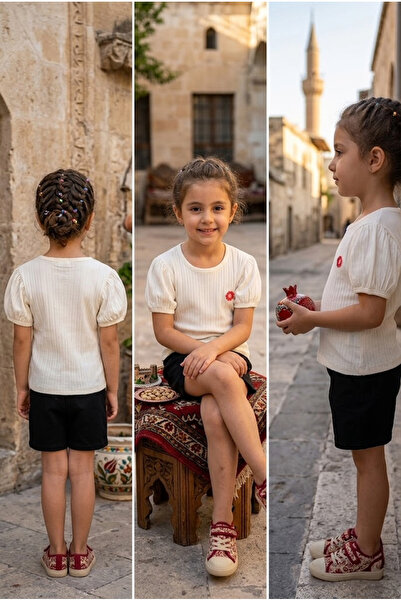 meyastore Girl's T-Shirt with Daisy Embroidery