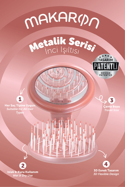 PROCO Beauty Makaron METALLIC - Perie de păr tridimensională 3D flexibilă cu ...