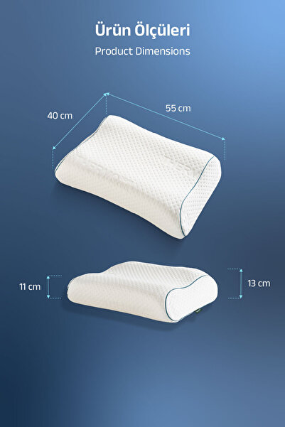 VİSCOTEX Visco Yüksek Ortopedik Boyun Destekli Yastık High Orthopedic Pillow 55x40x13/11 Cm Beyaz