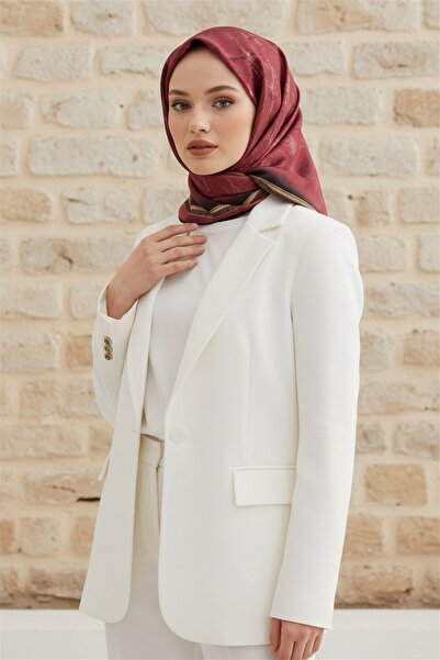 Vissona %100 Twill İpek Mermer Desenli Bordo Renkli 90x90 Eşarp Dikim Şekli :...