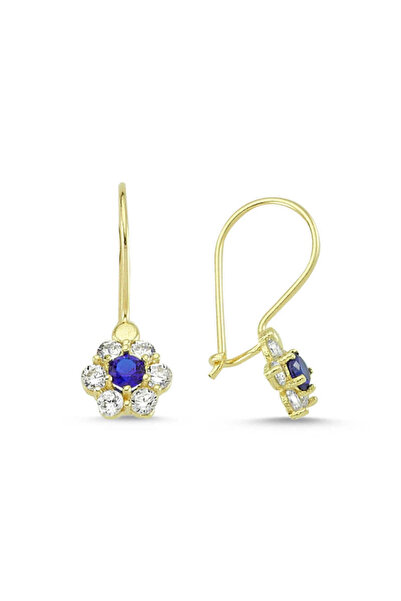 Sembol Gold Altın Çocuk Küpe 14 Ayar Sallantılı Model Taşlı