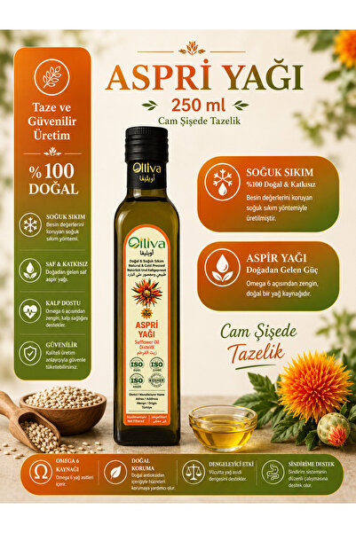 OILIVA GIDA SAN. VE DIŞ TİC. LTD. ŞTİ. Aspir Yağı 250ml | Soğuk Sıkım & %100 ...