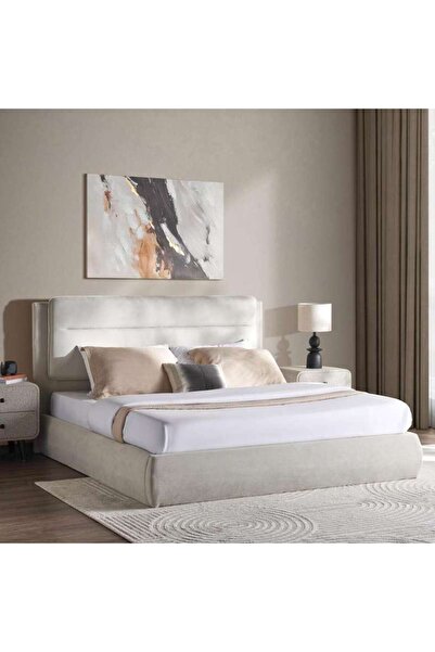 PAN HOME Frimley Hydraulic King Bed 180x200 Cm - Beige