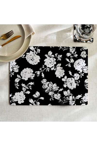 PAN HOME White Rose 4piece Corkback Placemat Set 30x40cm - White