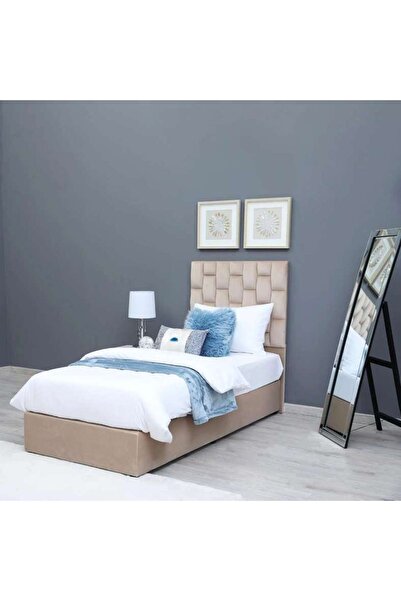 PAN HOME سرير ديانا الفردي مخملي بيج 120×200 سم