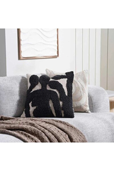 PAN HOME Atlas Embroidered Cushion Cover 50x50cm - Black